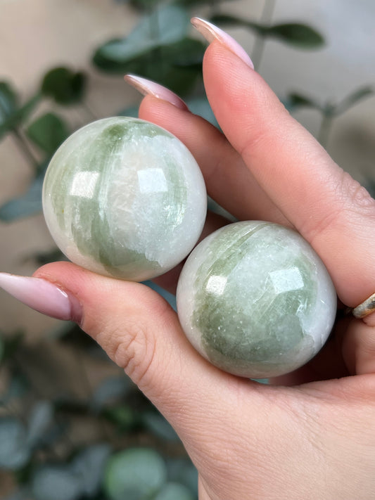 Green Kyanite in Quartz Mini Spheres