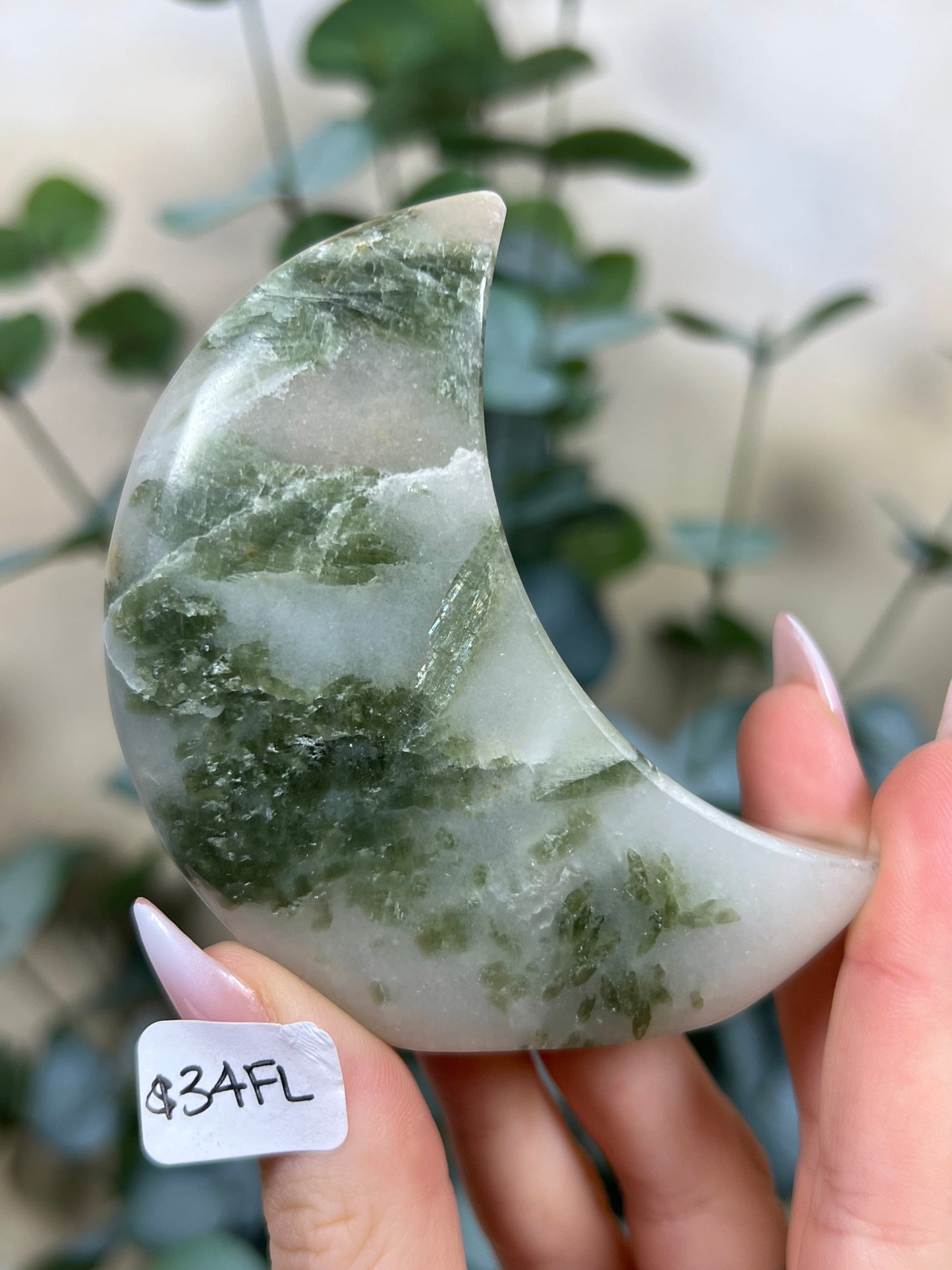 Green Kyanite in Quartz Standing Moons (34FJ, 34FL)