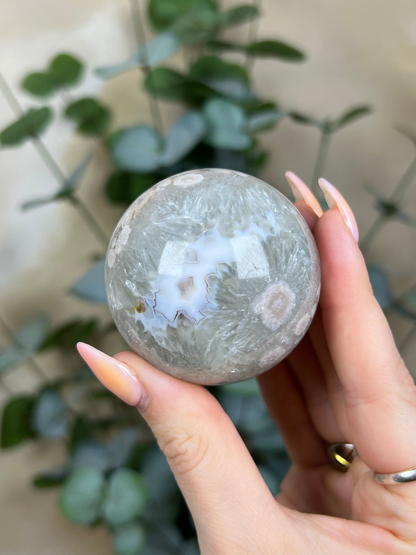Flower Agate Sphere, Chlorite Quartz (70AC)