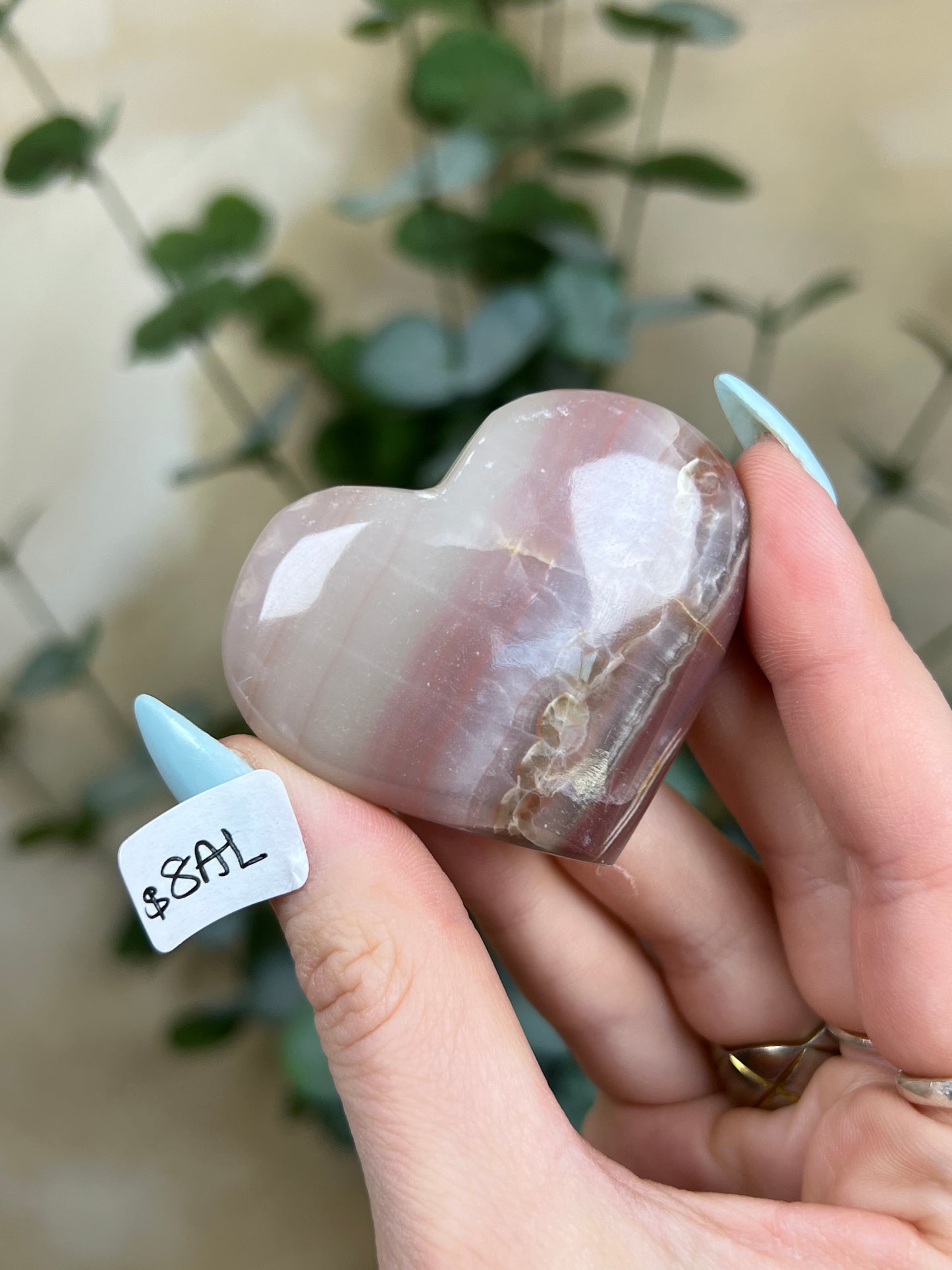 Pink Banded Calcite Hearts (5 options)