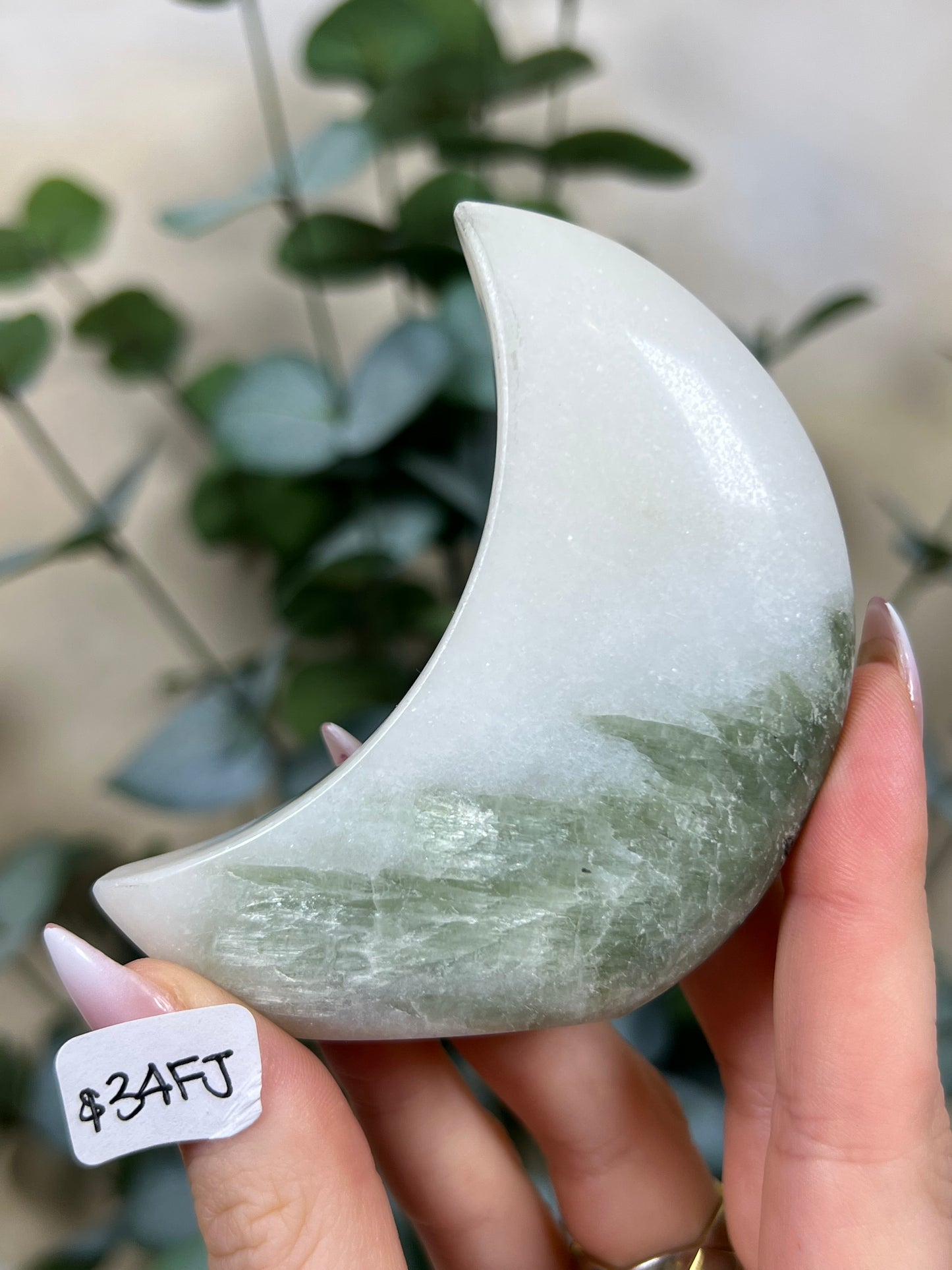 Green Kyanite in Quartz Standing Moons (34FJ, 34FL)