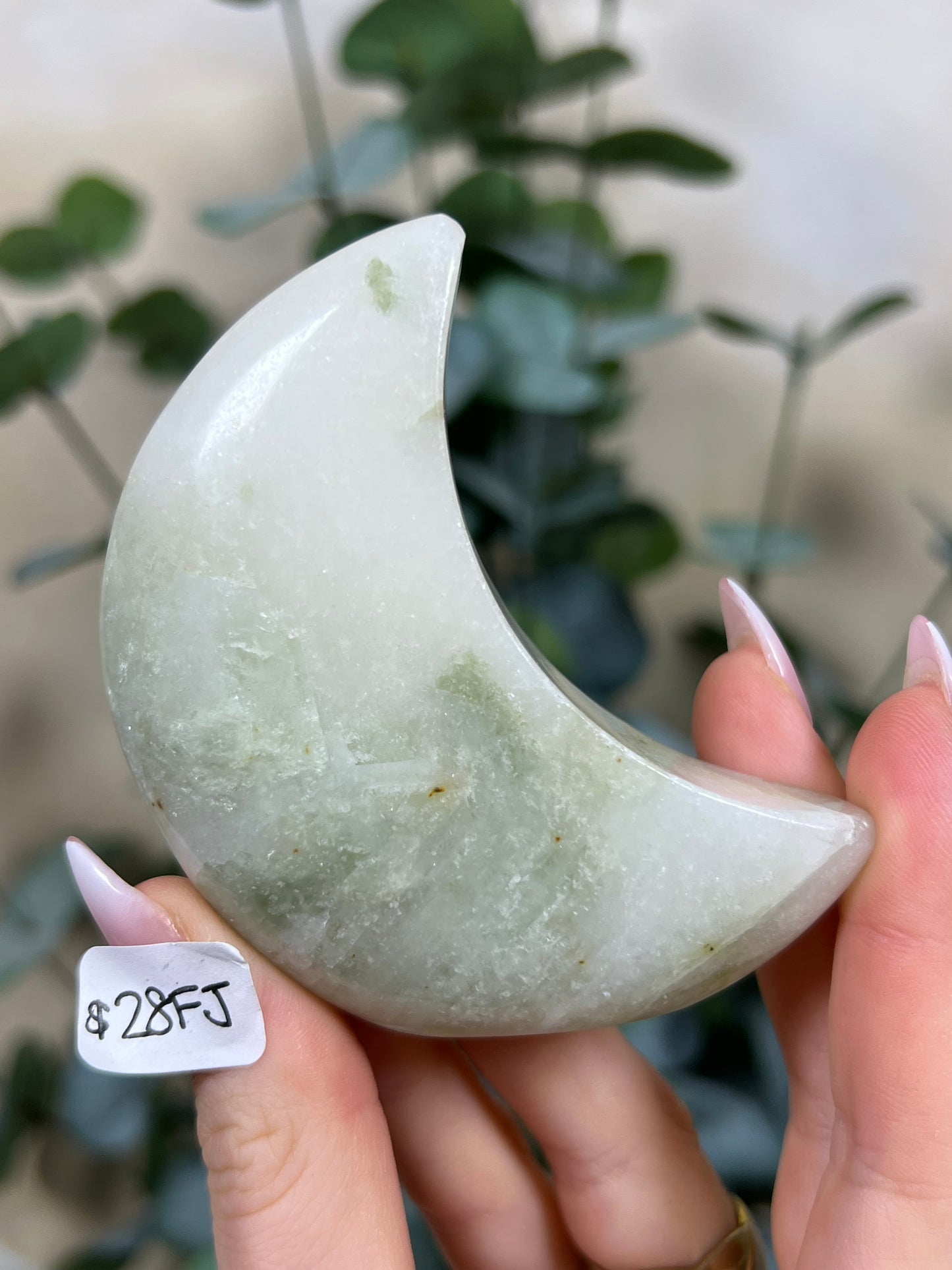 Green Kyanite in Quartz Standing Moons (26FT, 28FI, 28FJ)