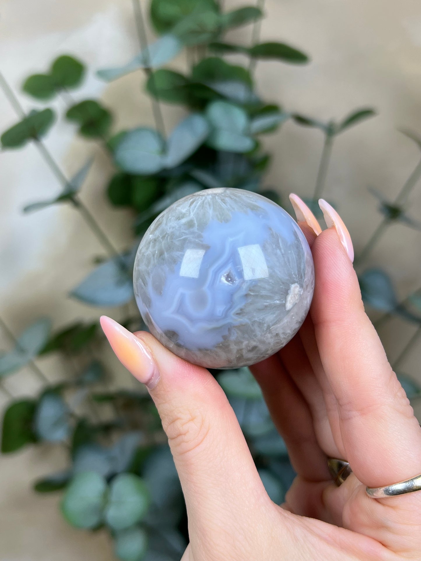 Flower Agate Sphere, Chlorite Quartz (45AF)