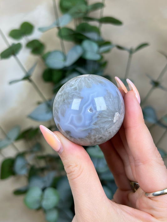 Flower Agate Sphere, Chlorite Quartz (45AF)