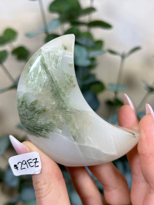 Green Kyanite in Quartz Standing Moons (29EZ, 29FA)