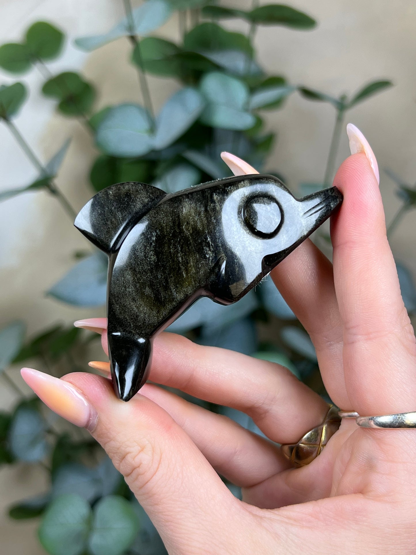 Gold Sheen Obsidian Dolphins