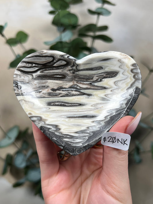 Zebra Calcite Heart Dishes (12 options)