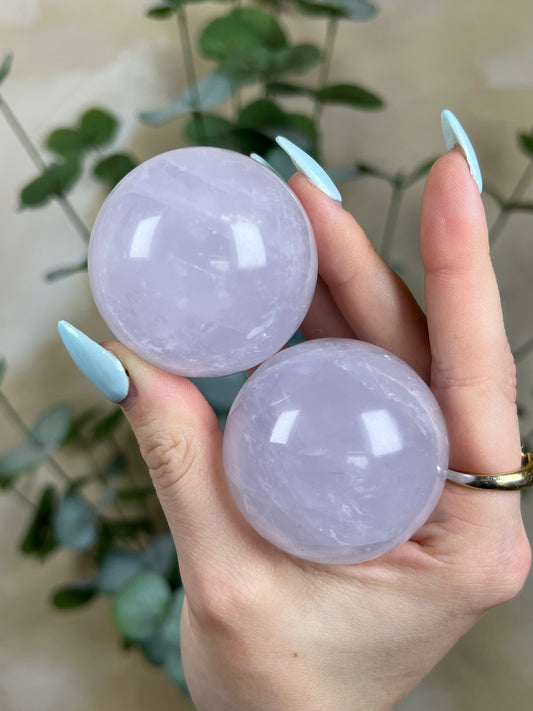 Periwinkle Rose Quartz Spheres (24AG, 26AE)