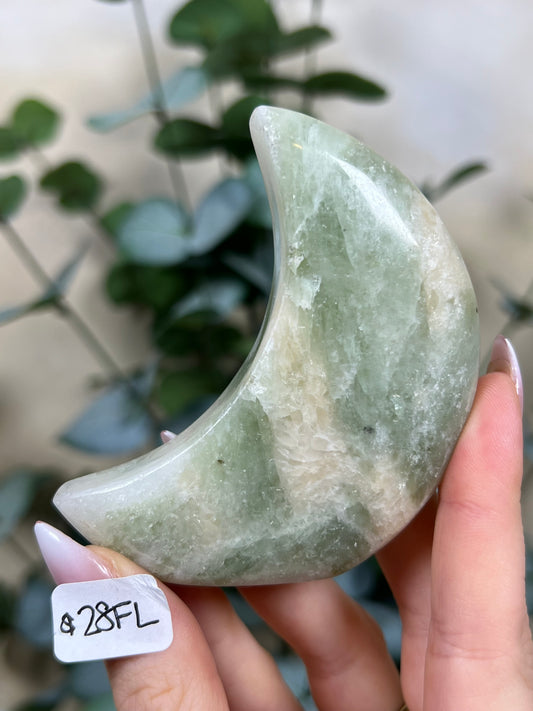 Green Kyanite in Quartz Standing Moons (28FL, 28FM)