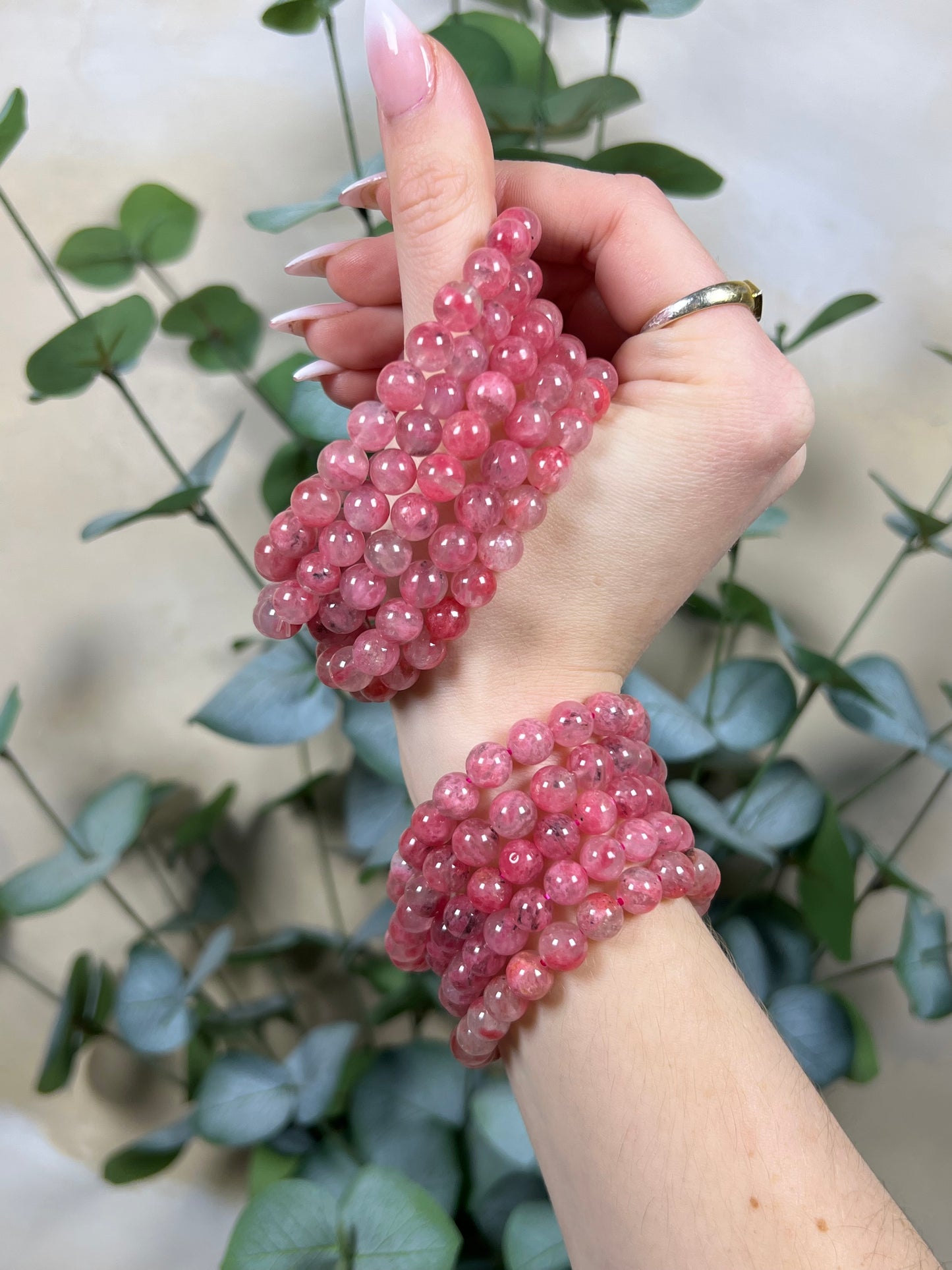 Rhodonite in Quartz Bracelets