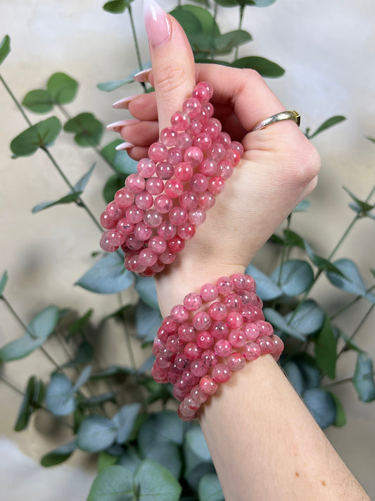 Rhodonite in Quartz Bracelets