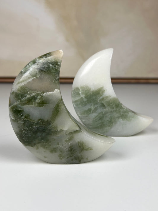 Green Kyanite in Quartz Standing Moons (34FJ, 34FL)