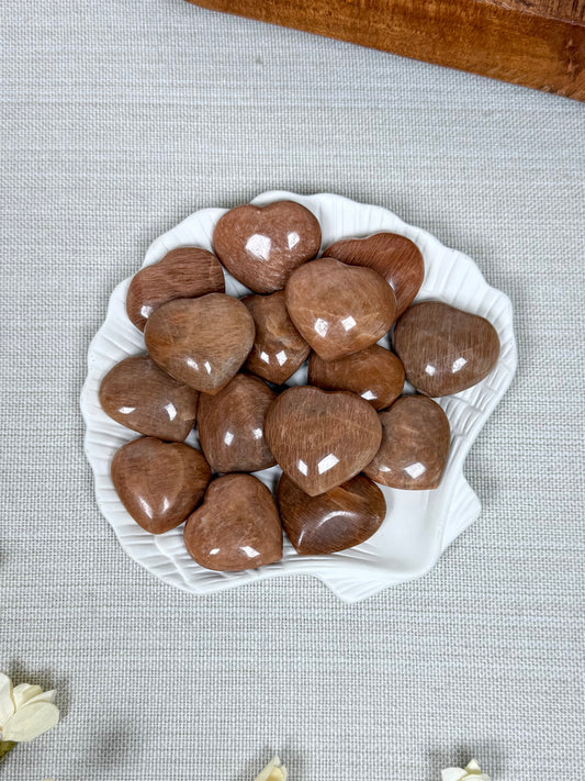 Peach Moonstone Mini Hearts