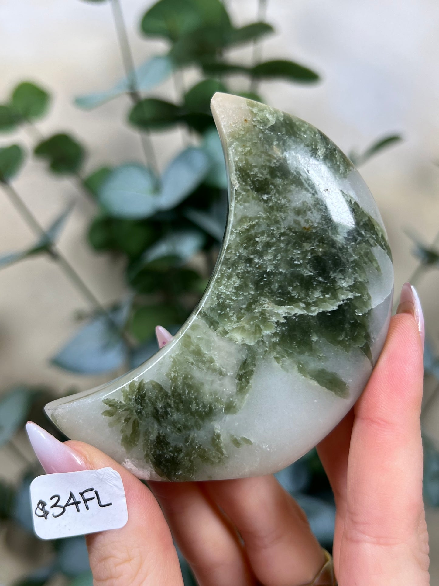 Green Kyanite in Quartz Standing Moons (34FJ, 34FL)