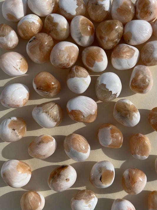 Stilbite in Scolecite Tumbles