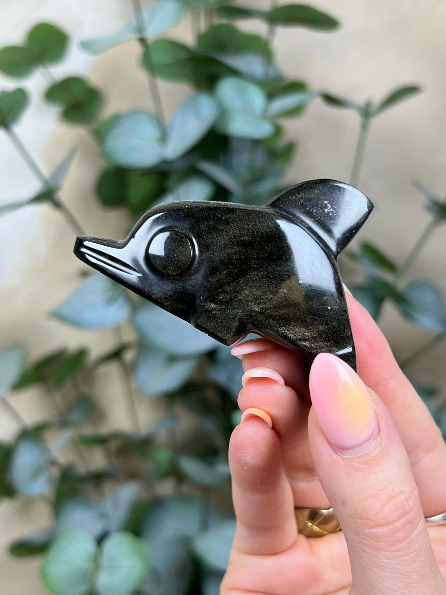 Gold Sheen Obsidian Dolphins