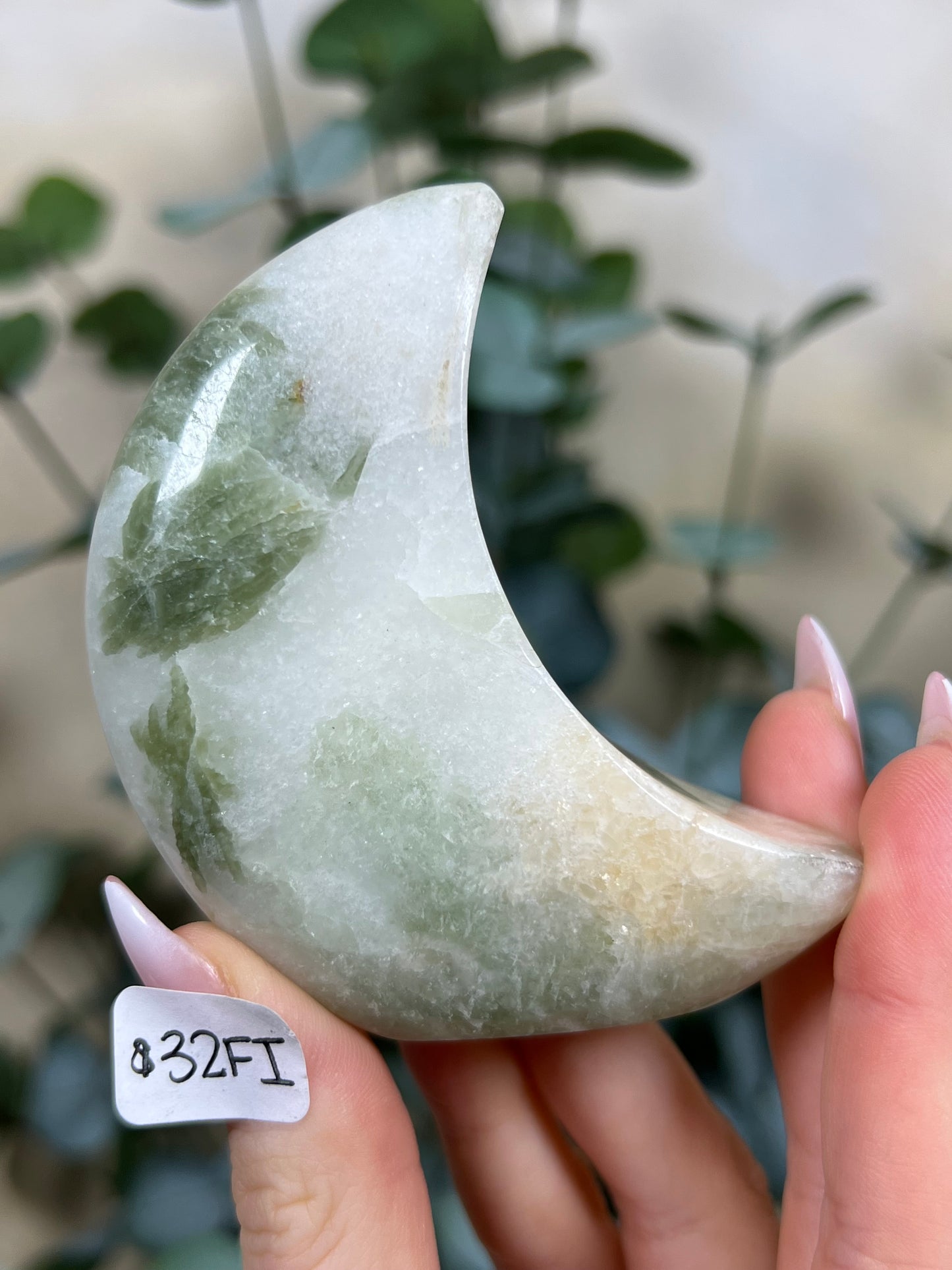 Green Kyanite in Quartz Standing Moons (31EX, 32FI)