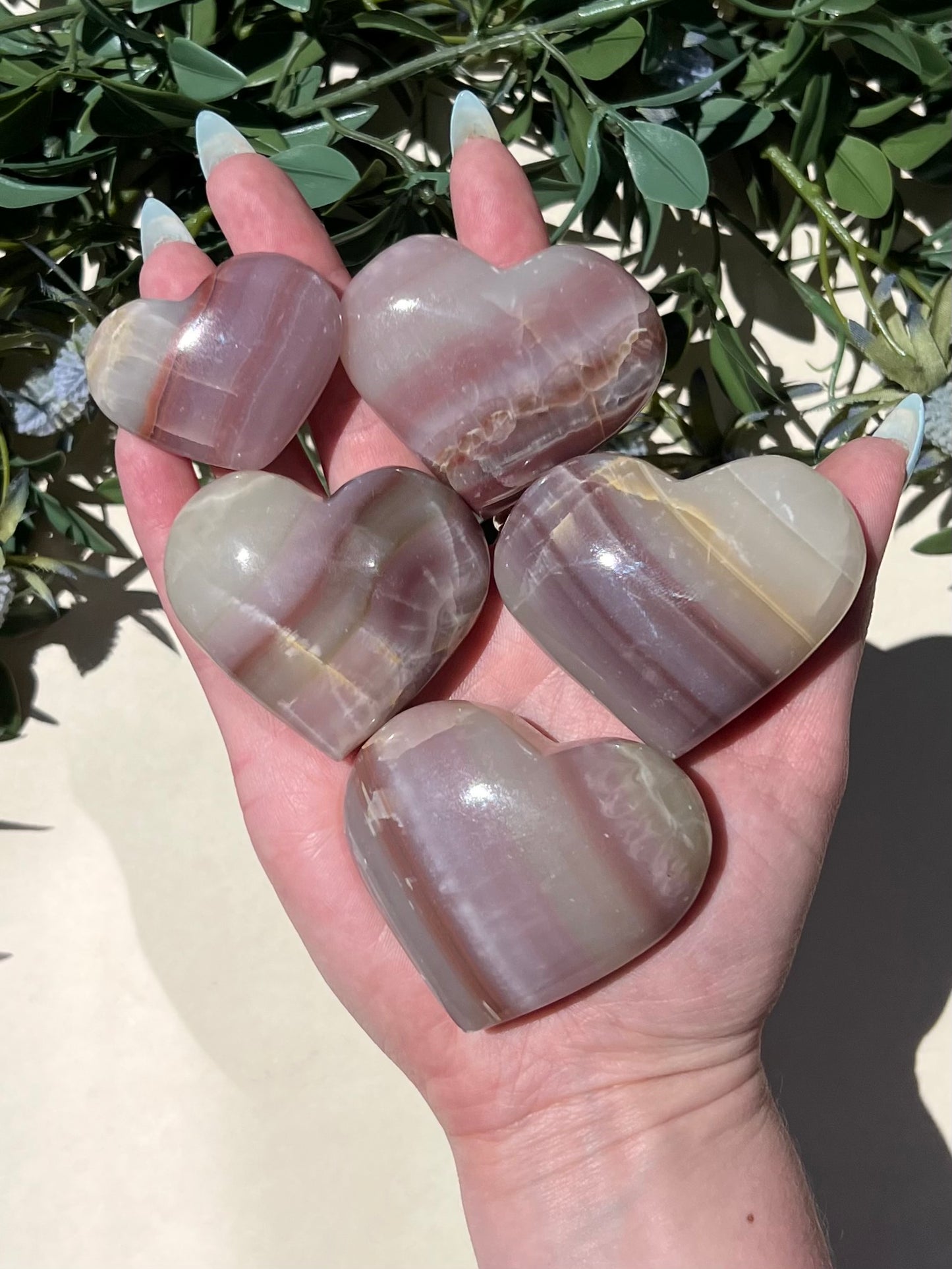 Pink Banded Calcite Hearts (5 options)