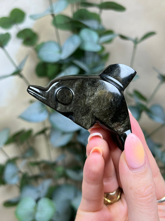 Gold Sheen Obsidian Dolphins