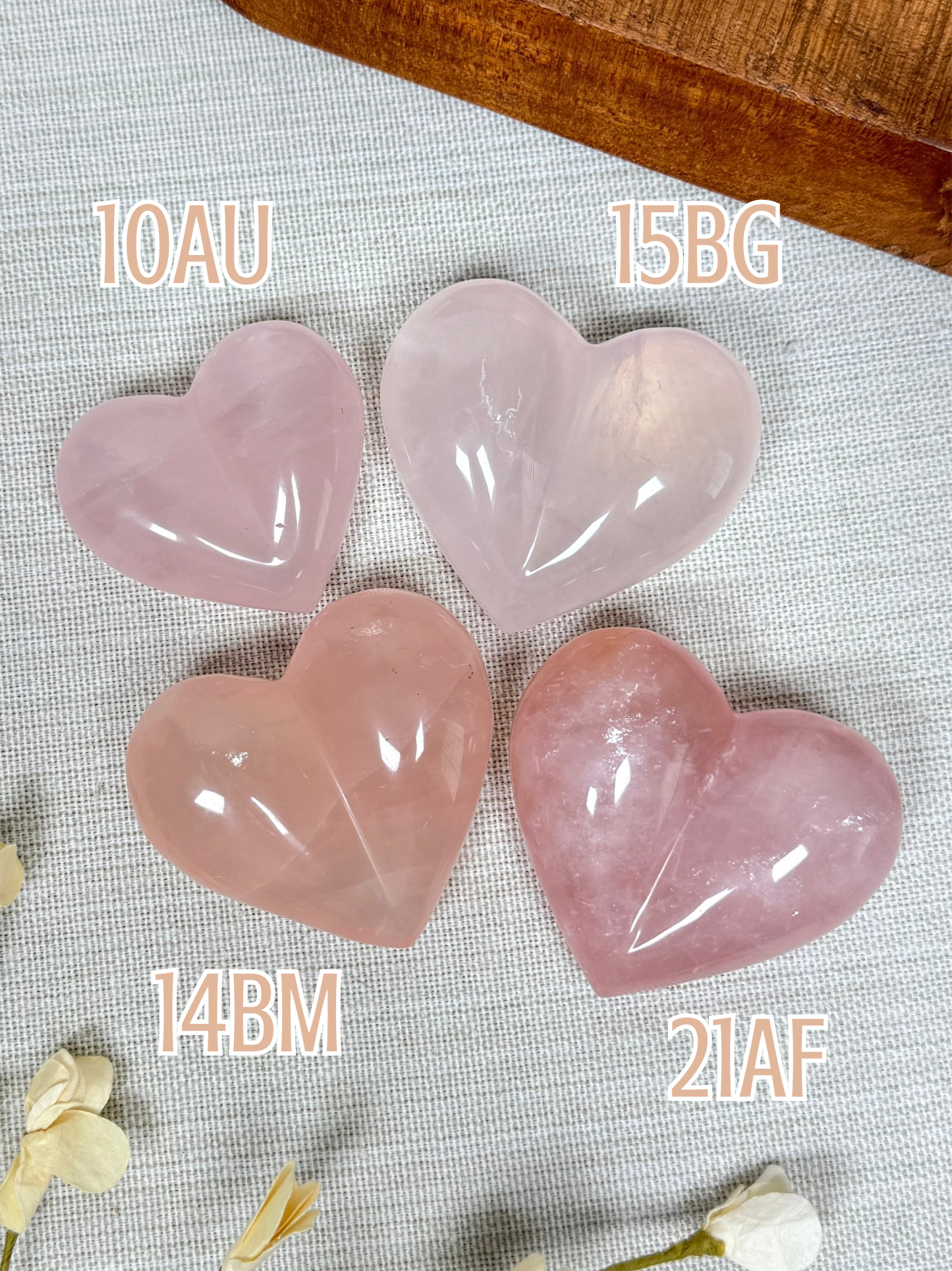 Rose Quartz Puffy Hearts (10AU-21AF)
