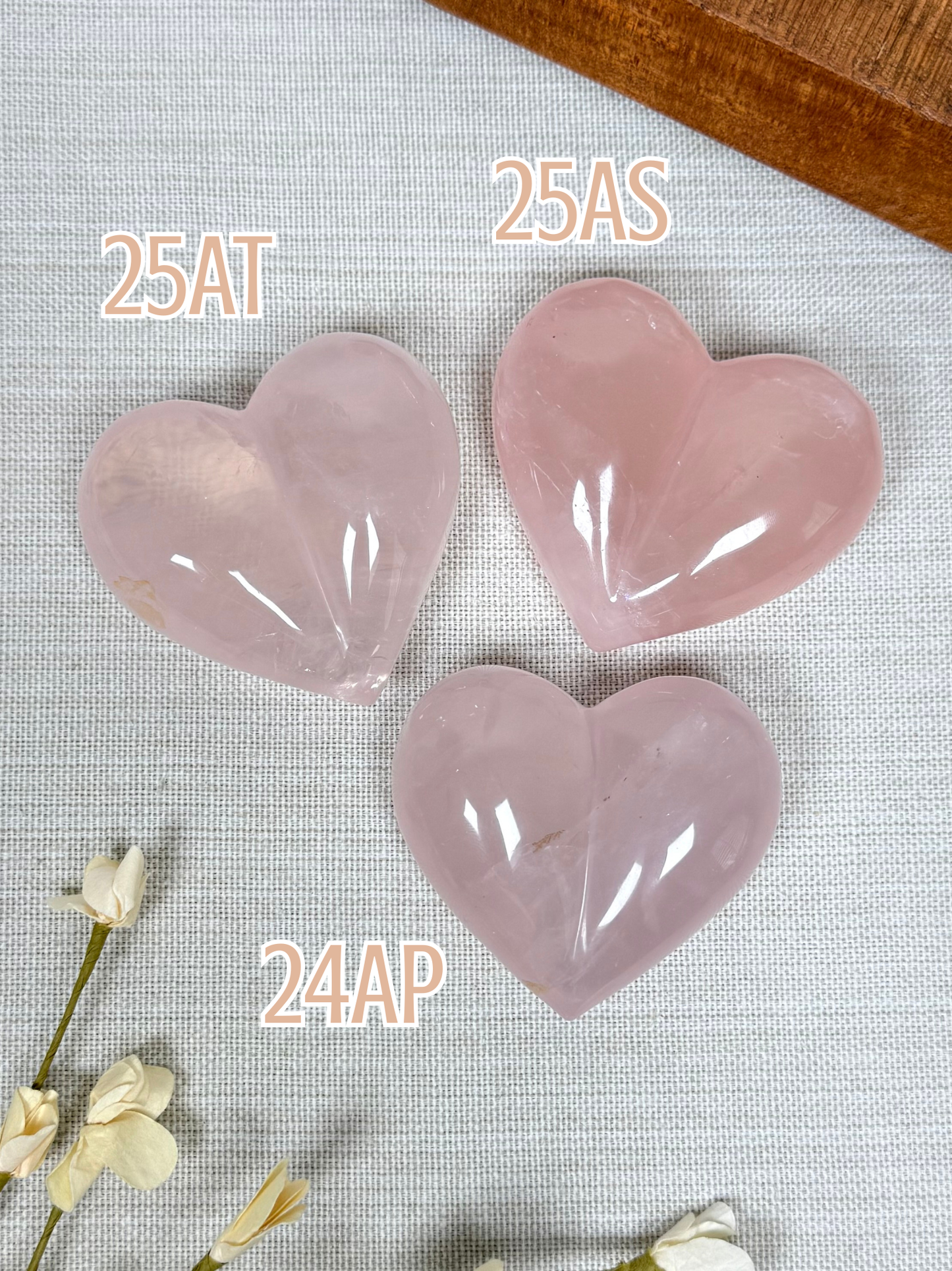 Rose Quartz Puffy Hearts (24AP-25AT)
