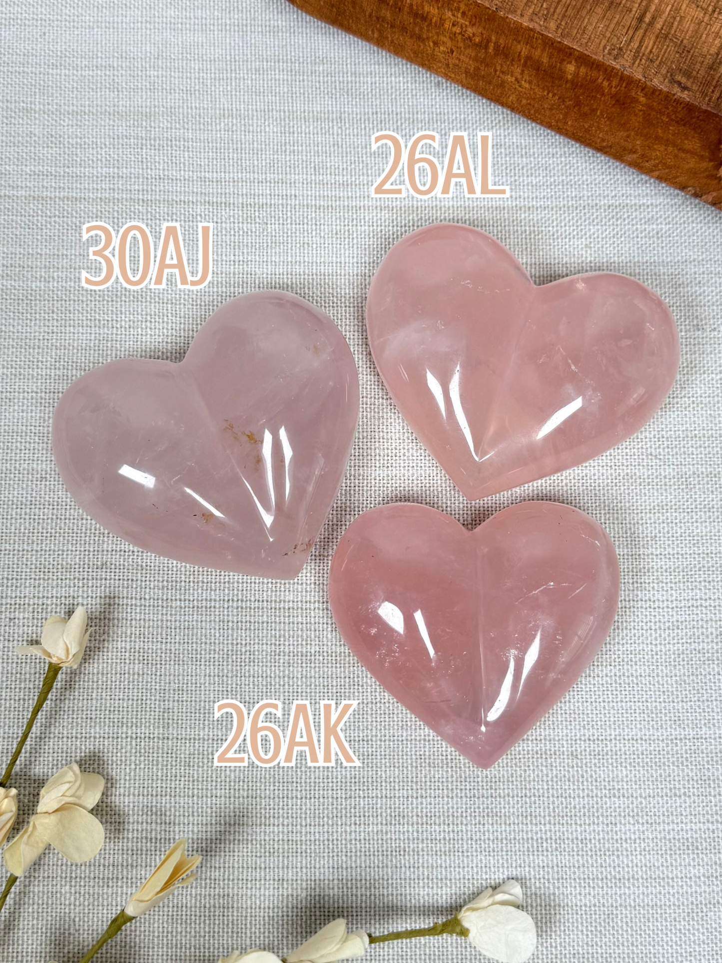 Rose Quartz Puffy Hearts (26AK-30AJ)