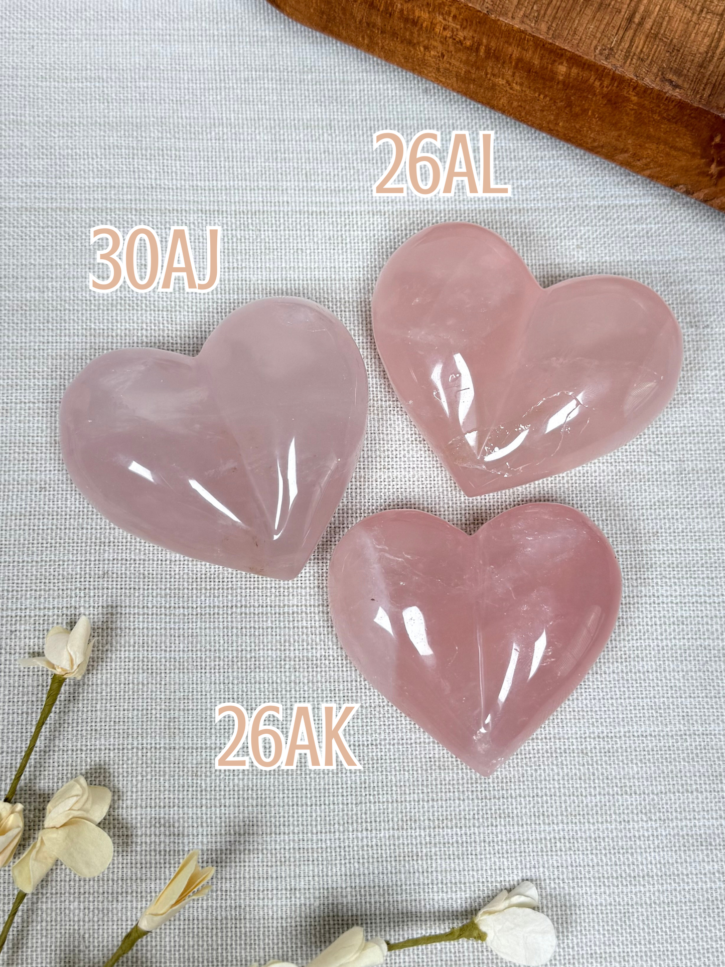Rose Quartz Puffy Hearts (26AK-30AJ)